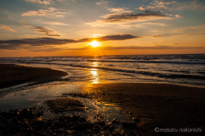 高松海岸の夕日