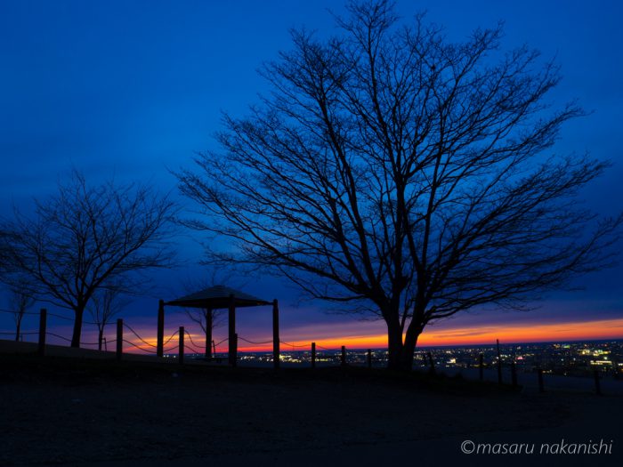 大乗寺丘陵公園からの夕日
