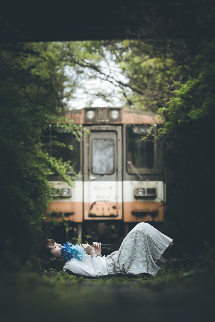 のと鉄道廃線跡と廃列車